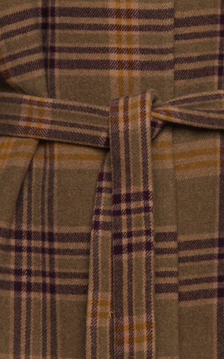 Plaid Wool-Blend Fringe Hem Coat展示图