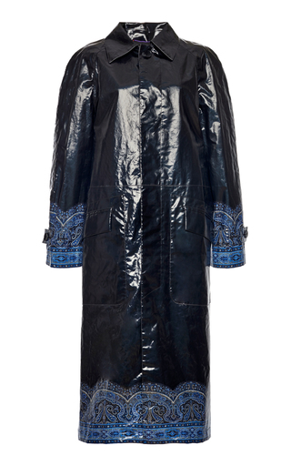 Printed Hem Coated Cotton Trench Coat展示图