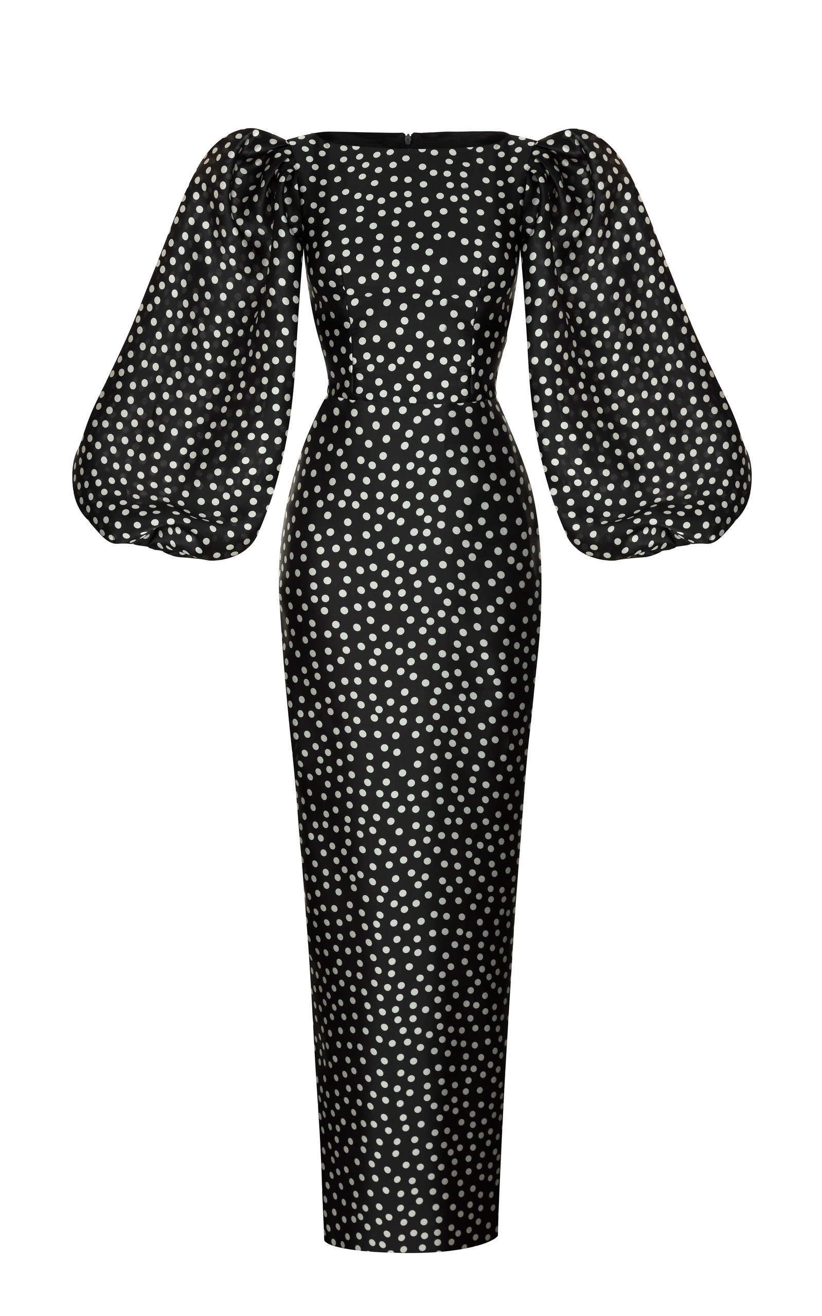 Puff Sleeve Polka Dot Silk Organza Maxi Dress By Rasario Moda