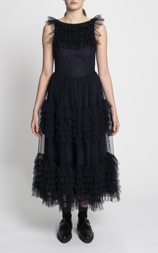 Crystal Ruffled Tulle Midi Dress展示图