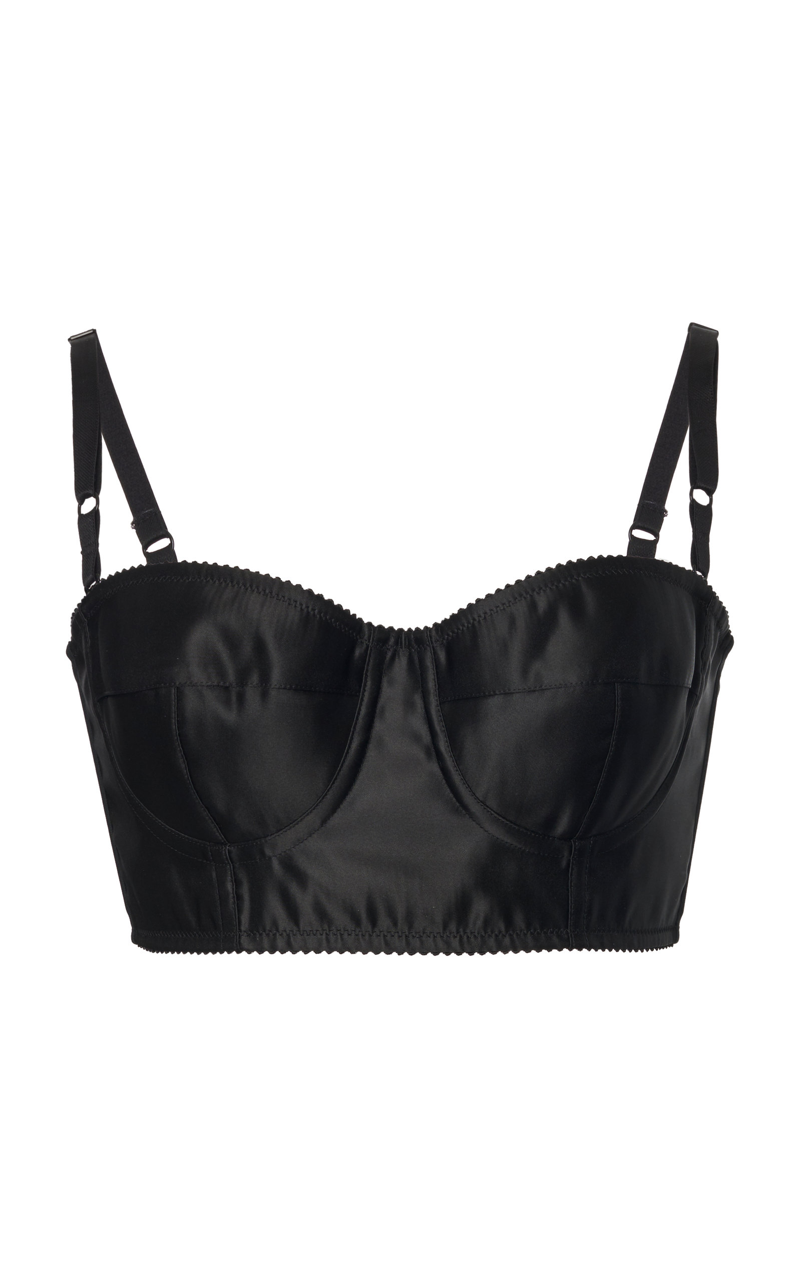 Dolce & Gabbana Short Black Satin And Marquisette Bustier | ModeSens