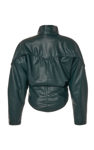 Loneya Cowl-Neck Vegan Leather Top展示图