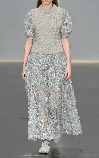 Liza Embroidered Metallic Midi Dress展示图