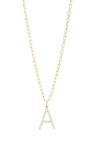 18K Yellow Gold and Diamond Confetti Letter Pendant展示图