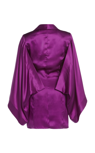 Belted Draped Silk Satin Kimono-Sleeve Mini Dress展示图