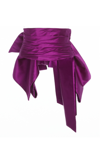 Belted Draped Silk Satin Kimono-Sleeve Mini Dress展示图