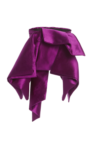 Belted Draped Silk Satin Kimono-Sleeve Mini Dress展示图