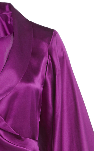 Belted Draped Silk Satin Kimono-Sleeve Mini Dress展示图