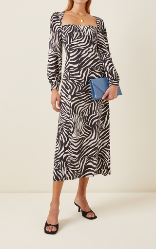 Mara Zebra-Print Crepe Midi Dress展示图