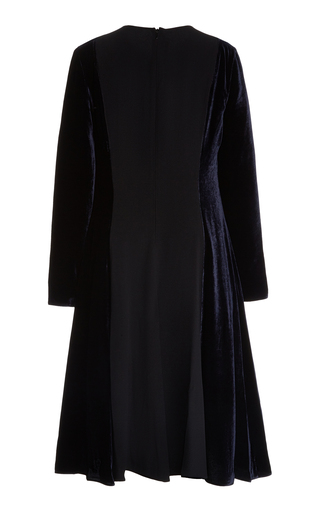 Crepe-Inset Velvet Midi Dress展示图