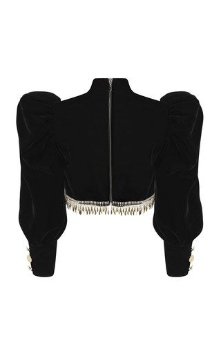 Fringed Velvet Cropped Top展示图