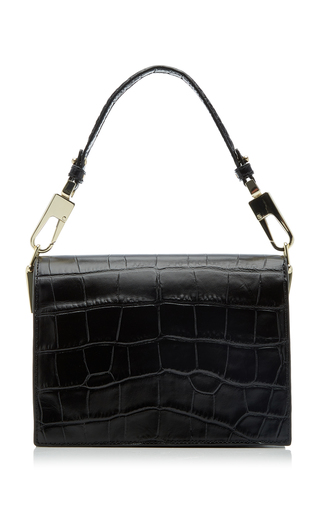 Croc-Effect Leather Shoulder Bag展示图