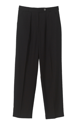 Daina Pleated Pinstriped Straight-Leg Trousers展示图