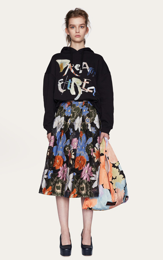 Thea Pleated Metallic Floral-Jacquard A-Line Midi Skirt展示图