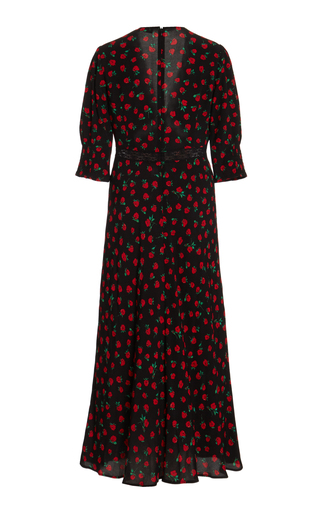 Gemma Lace-Trimmed Floral Crepe Midi Dress展示图