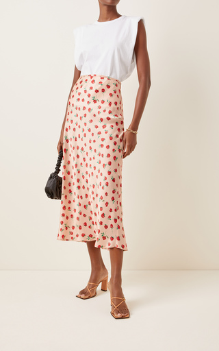 Kelly Rose-Print Silk Midi Skirt展示图