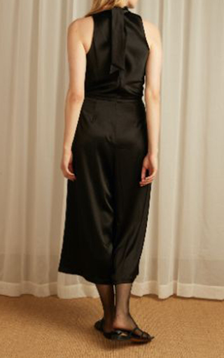 Tie-Neck Satin Jumpsuit展示图