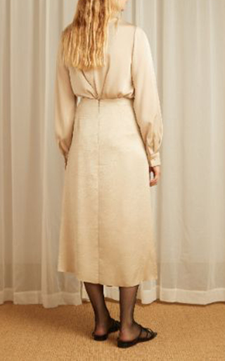 Tasseled Satin Wrap-Effect Midi Skirt展示图