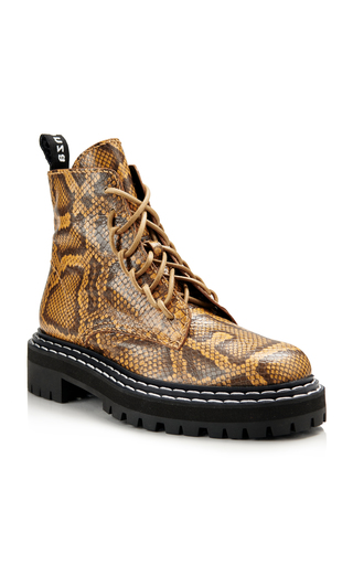 Snake-Effect Leather Combat Boots展示图