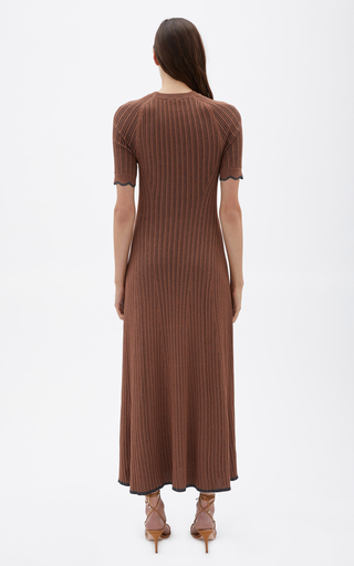 Everette Metallic Ribbed-Knit Midi Dress展示图