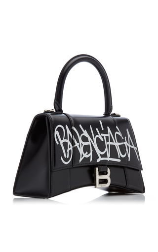 Hourglass S Graffiti-Print Leather Bag展示图