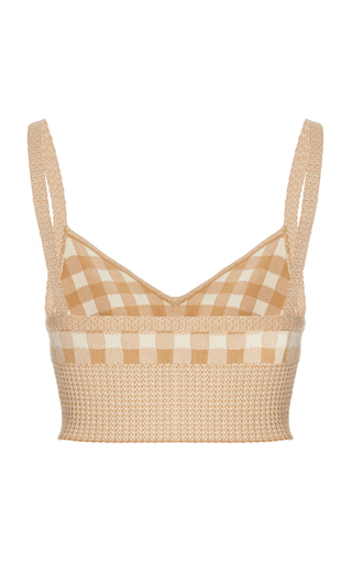 Tyler Cropped Knit Gingham Bra Top展示图