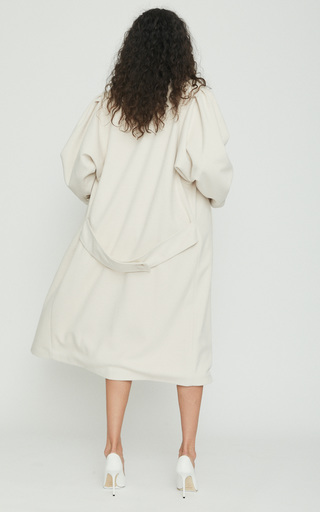 Yvette Puff-Sleeve Crepe Double-Breasted Coat展示图