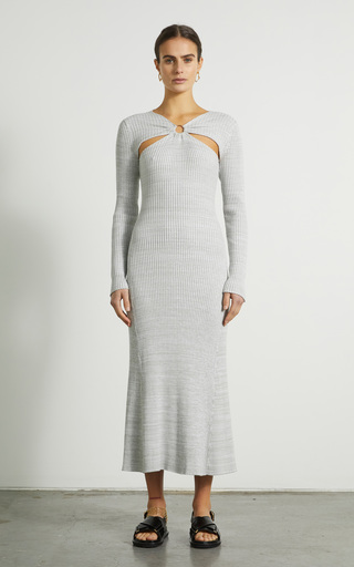 Halle Cutout Ribbed-Knit Cotton Maxi Dress展示图