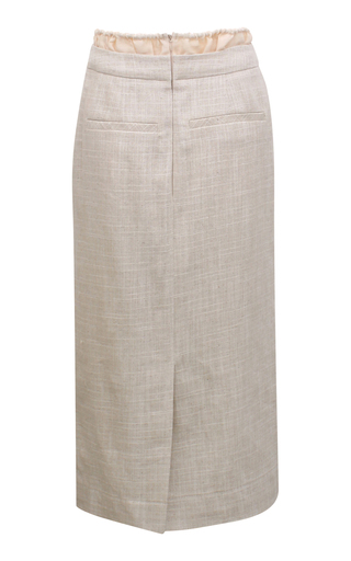 Taylor Drawstring-Detailed Cotton-Linen Blend Midi Skirt展示图