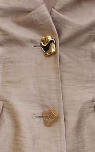 Dana Button-Detailed Ruched Shiny Twill Blazer展示图