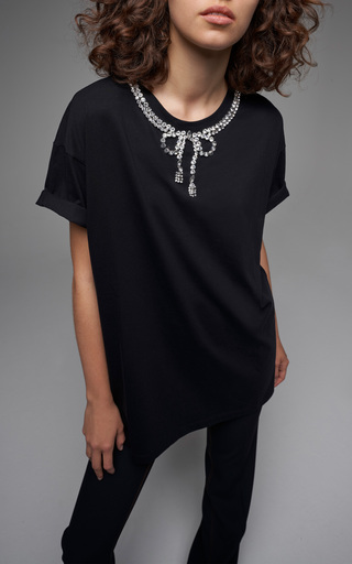 Embellished Neckline Cotton T-Shirt展示图