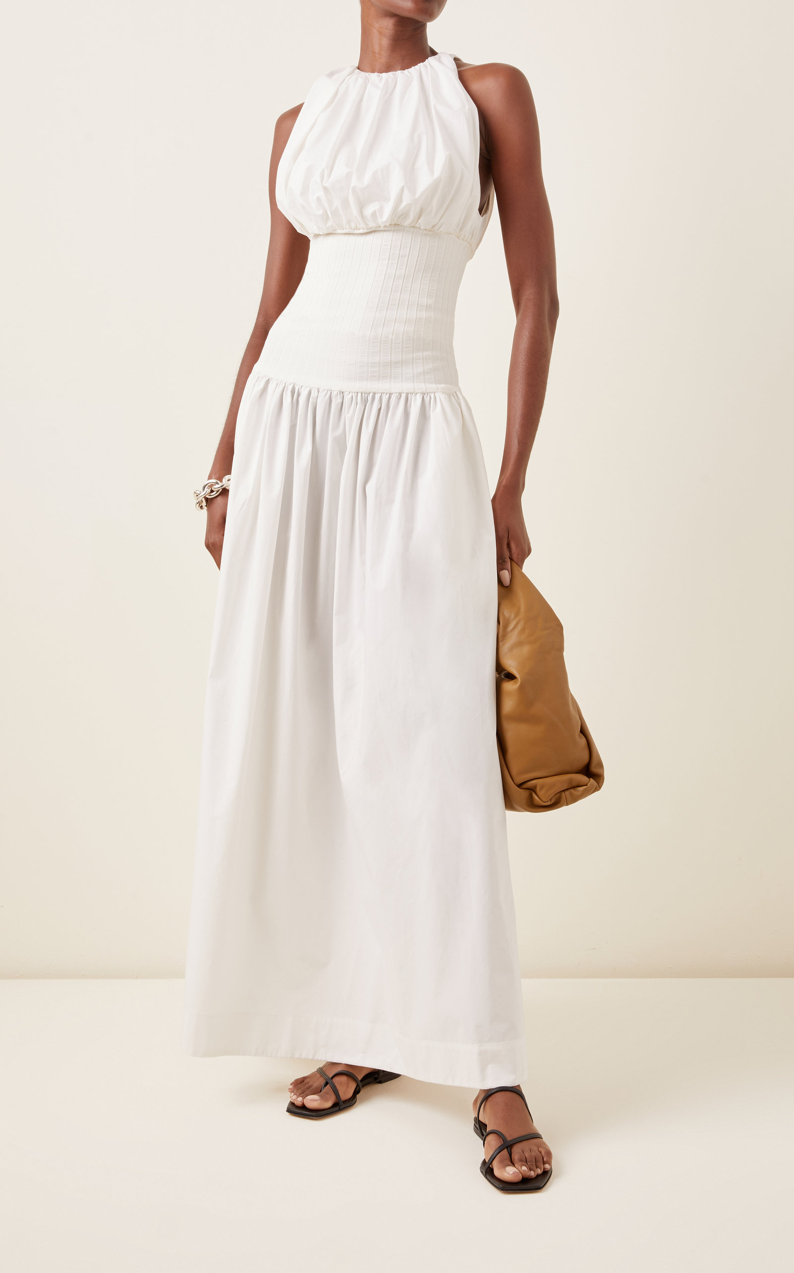 white ribbed maxi skirt