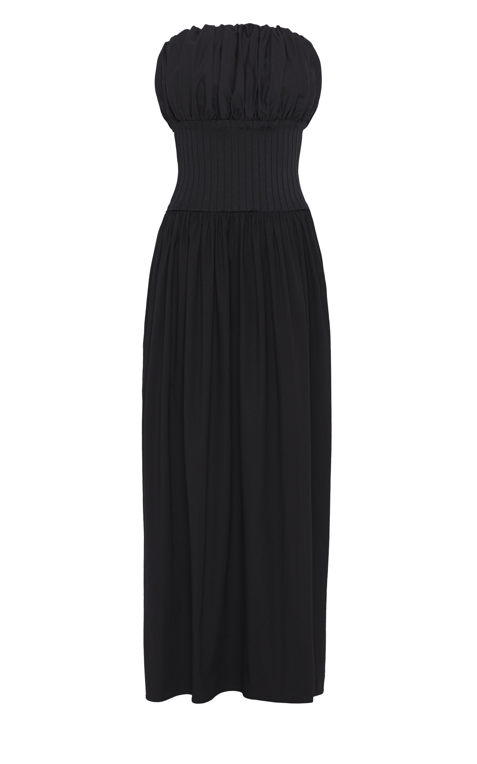 cotton strapless maxi dress