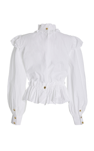 Ruffled Organic Cotton Poplin Crop Top展示图