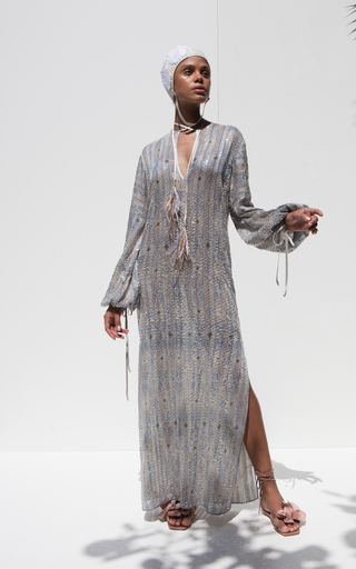 Mayfair Feather-Tipped Sequined Maxi Dress展示图