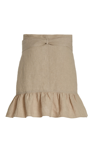 Tempster Ruffled Linen Mini Wrap Skirt展示图