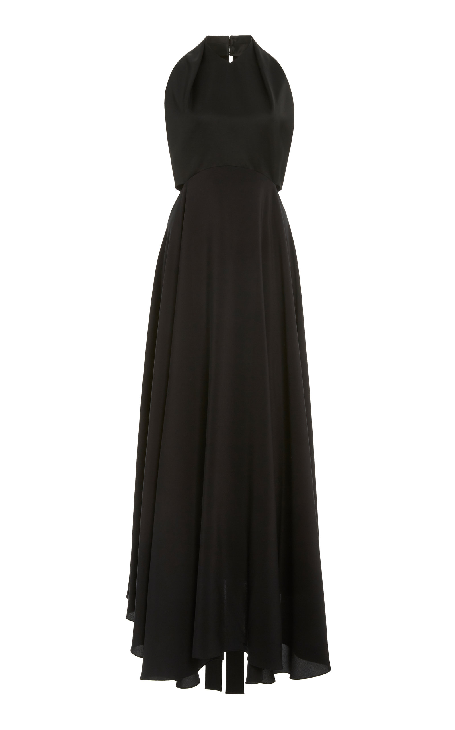 halter neck black tie dress