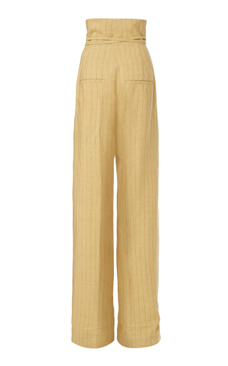 Novio Belted High-Rise Linen Wide-Leg Pants展示图