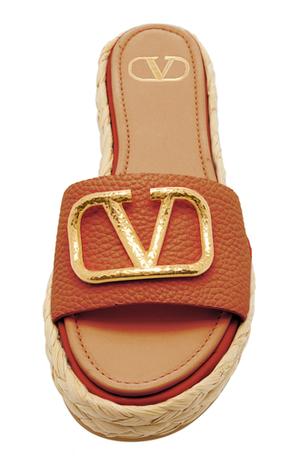 Valentino Garavani Leather Espadrille Slides展示图