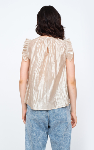 Lumier Pleat-Trimmed Cotton-Blend Metallic Top展示图