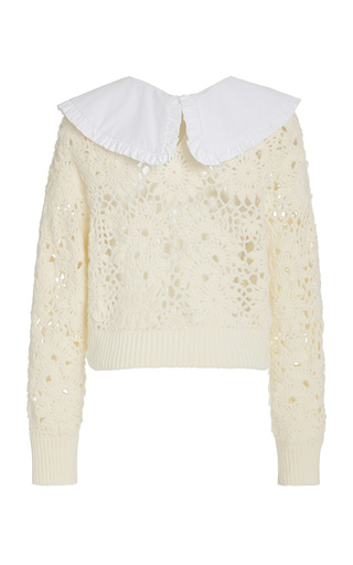 Zandra Cropped Cotton-Blend Crochet-Knit Top展示图