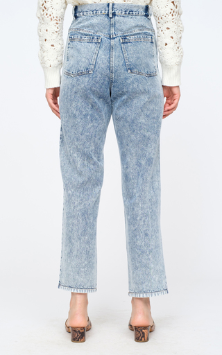 Betty Pearl-Embellished Acid-Washed Rigid High-Rise Straight-Leg Jeans展示图