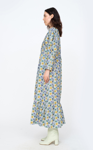 Leslie Puff-Sleeve Liberty-Print Cotton Midi Dress展示图