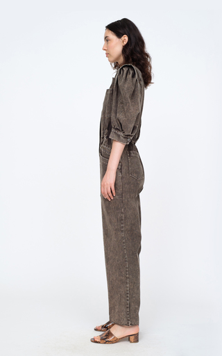 Hildur Puff-Sleeve Acid-Washed Cotton Jumpsuit展示图