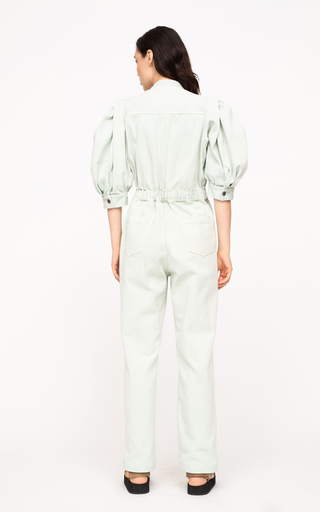 Hildur Puff-Sleeve Acid-Washed Cotton Jumpsuit展示图