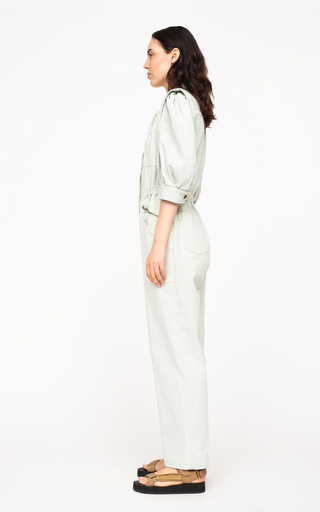 Hildur Puff-Sleeve Acid-Washed Cotton Jumpsuit展示图