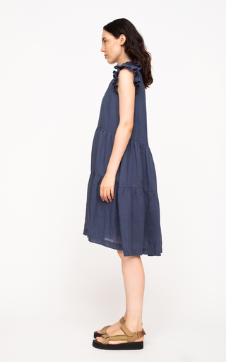 Hattie Pleat-Trimmed Cotton Ramie Mini Tunic Dress展示图