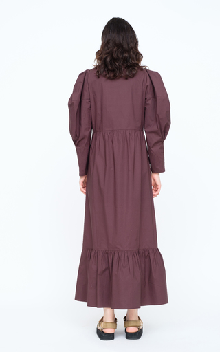 Karla Puff-Sleeve Cotton Midi Dress展示图