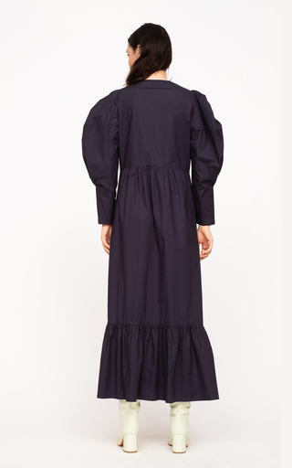 Karla Puff-Sleeve Cotton Midi Dress展示图