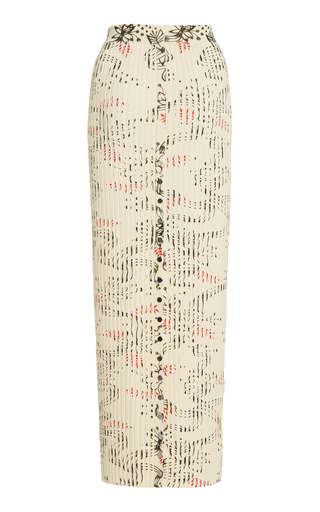 Jupe Printed Ribbed Cotton Midi Skirt展示图